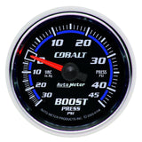 AutoMeter GAUGE; VAC/BOOST; 2 1/16in.; 30INHG-45PSI; MECHANICAL; COBALT