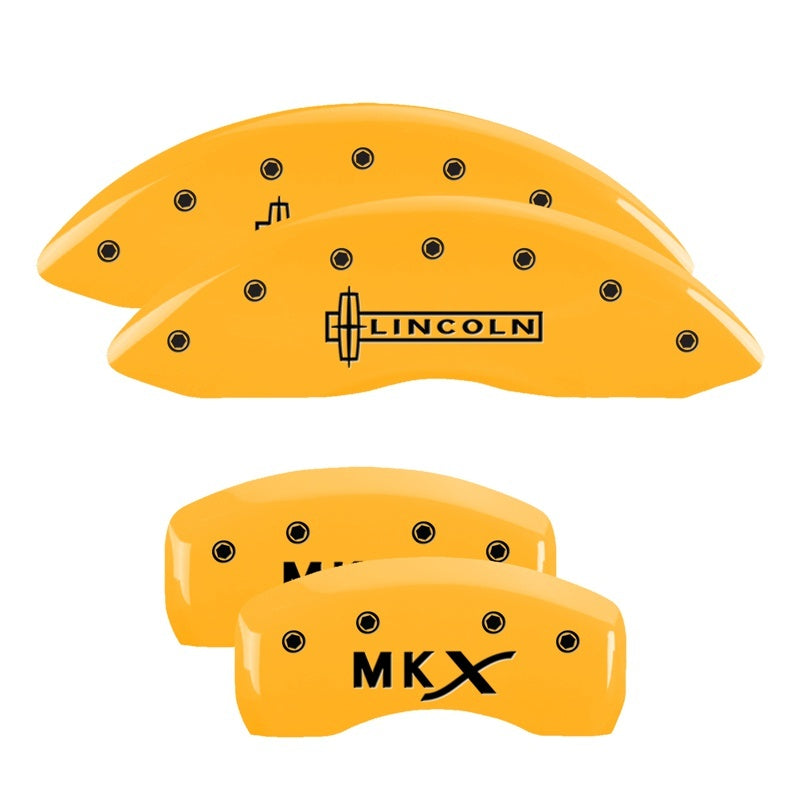 MGP 4 Caliper Covers Engraved Front & Rear Lincoln Yellow Finish Black Char 2003 Lincoln Town Car MGP