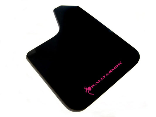 Rally Armor Universal fitment (no hardware) Basic Black Mud Flap w/ Pink Logo - eliteracefab.com