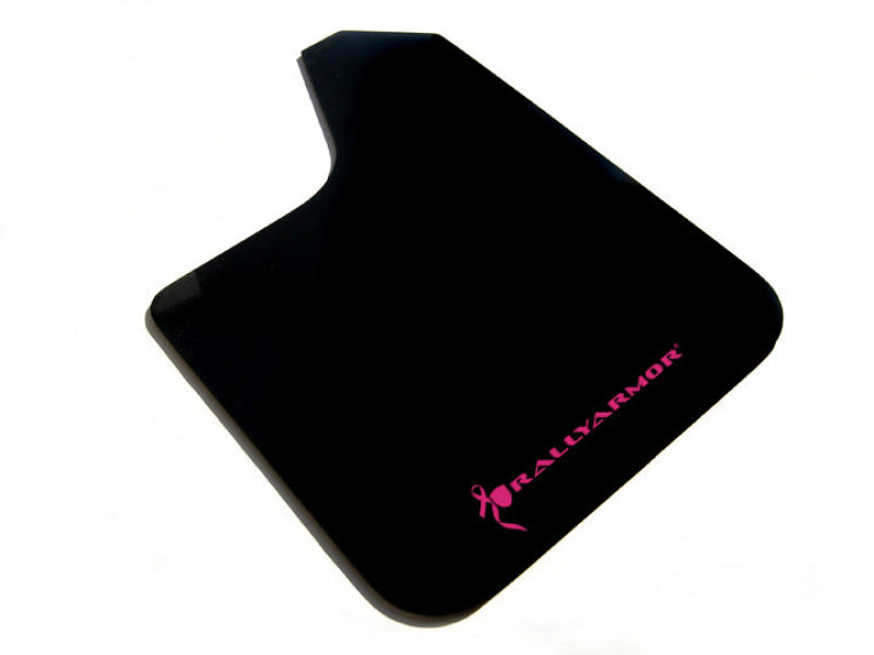 Rally Armor Universal fitment (no hardware) Basic Black Mud Flap w/ Pink Logo - eliteracefab.com