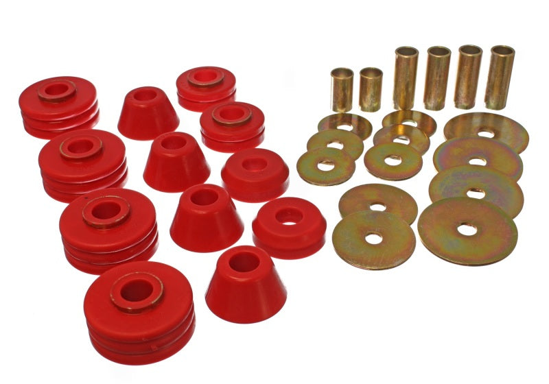 Energy Suspension 73-80 GM 1/2 Ton C-10/C1500 Pick Up 2WD Red Body (Cab) Mount Set - eliteracefab.com