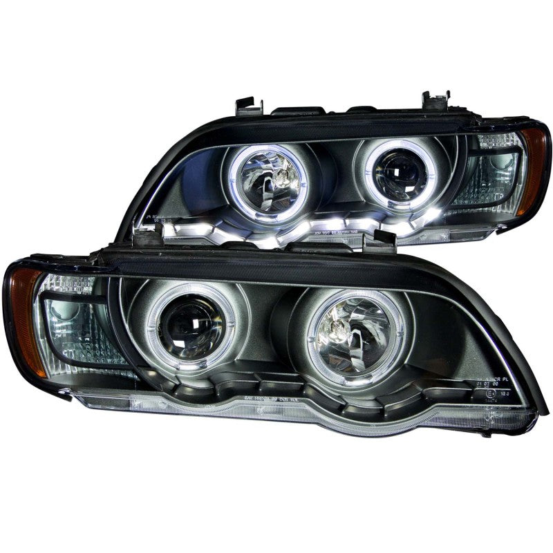 ANZO 2000-2003 BMW X5 Projector Headlights w/ Halo Black - eliteracefab.com