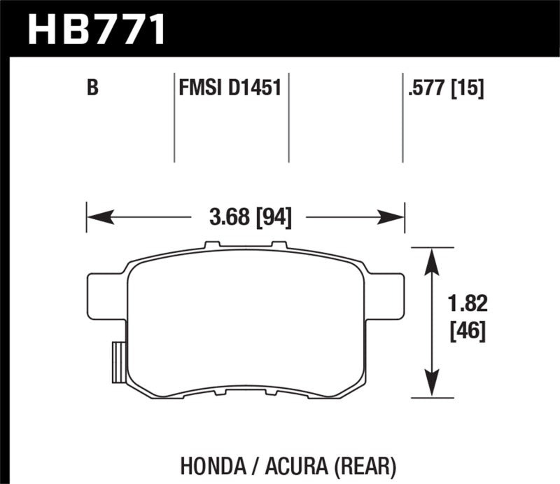 Hawk 08-16 Honda Accord High Performance Street 5.0 Rear Brake Pads - eliteracefab.com