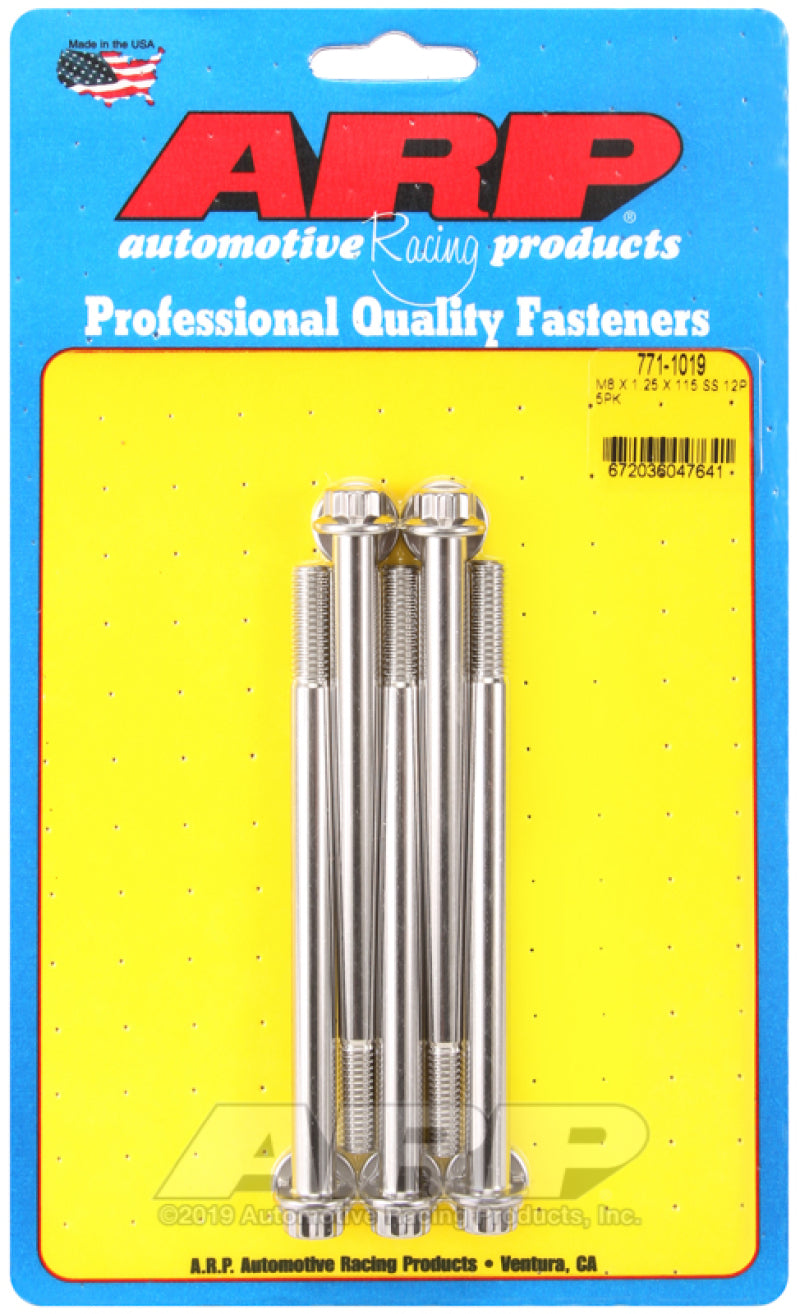 ARP M8 x 1.25 x 115 12pt Stainless Steel Bolts (5/pkg) ARP
