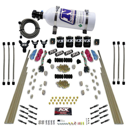 Nitrous Express 8 Cyl Dry Direct Port Dual Stage 4 Solenoids Nitrous Kit (200-600HP) with5lb Bottle