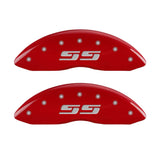 MGP 4 Caliper Covers Engraved Front & Rear Silverado style/SS Red finish silver ch