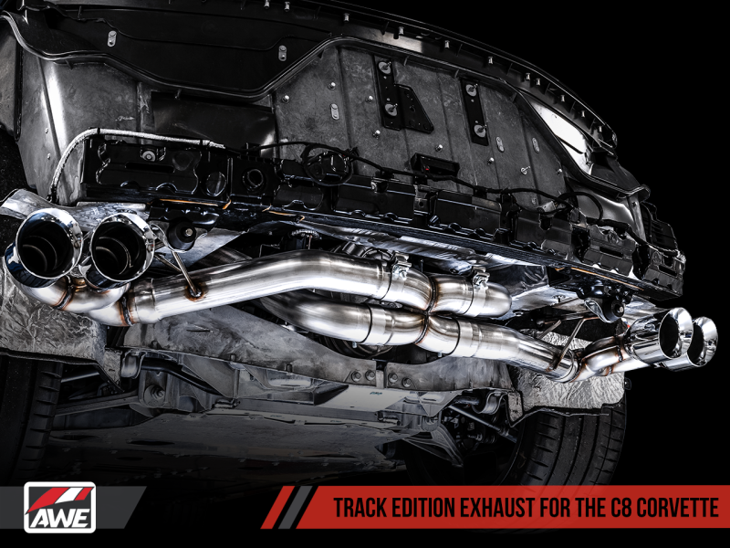 AWE Tuning 2020 Chevrolet Corvette (C8) Track Edition Exhaust - Quad Diamond Black Tips - eliteracefab.com