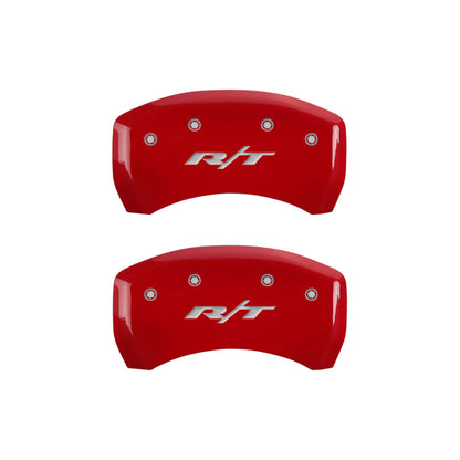 MGP 4 Caliper Covers Engraved Front & Rear RT1-Truck Red finish silver ch - eliteracefab.com