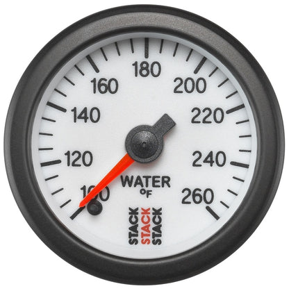 Autometer Stack 52mm 100-260 Deg F 1/8in NPTF Male Pro Stepper Motor Water Temp Gauge - White ST3358