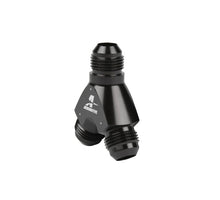 Load image into Gallery viewer, Aeromotive Y-Block Adapter Fitting Black Anodized Single AN-08 To Dual AN-08 - eliteracefab.com