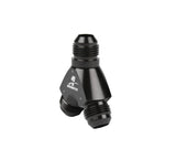 Aeromotive Y-Block Adapter Fitting Black Anodized Single AN-08 To Dual AN-08