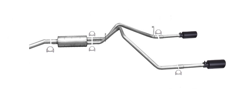 Gibson 11-18 Ram 1500 Big Horn 5.7L 2.25in Cat-Back Dual Split Exhaust - Black Elite - eliteracefab.com