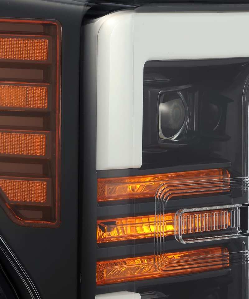 AlphaRex 17-19 Ford F-250 SD PRO-Series Proj Headlights Plank Style Black w/Activ Light/Seq Signal - eliteracefab.com