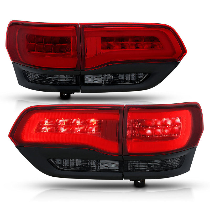 ANZO USA Jeep Grand Cherokee Led Taillights Red/Smoke; 2014-2017 - eliteracefab.com