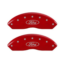 Load image into Gallery viewer, MGP Front set 2 Caliper Covers Engraved Front Oval logo/Ford Red finish silver ch MGP