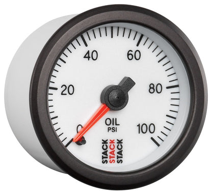 Autometer Stack 52mm 0-100 PSI 1/8in NPTF Male Pro Stepper Motor Oil Pressure Gauge - White ST3352
