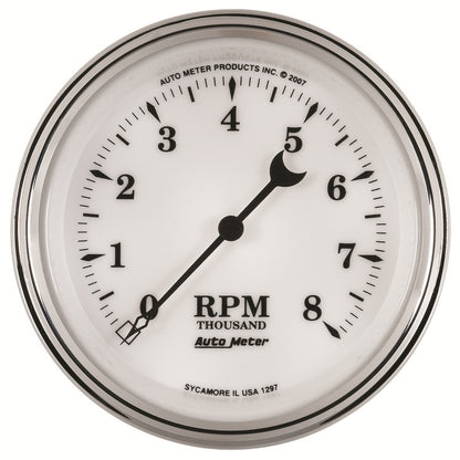 AutoMeter Gauge Tachometer 3-3/8in. 8K RPM In-Dash Old Tyme White II 1297