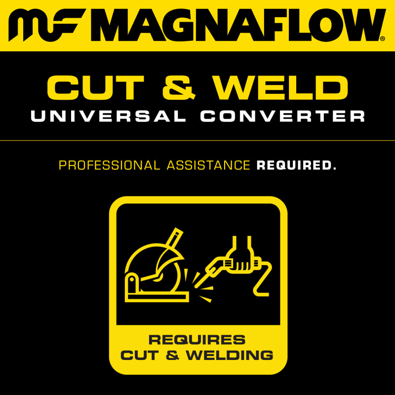 MagnaFlow Conv Univ 2in Inlet/Outlet Ctr/Ctr Round 9in Body L x 5.125in W x 13in Overall L 49 State - eliteracefab.com