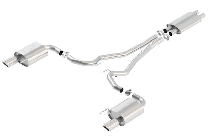 Borla Touring Cat-Back 15 Ford Mustang GT 5.0L V8 MT/AT 2.5in pipe 4in tip - eliteracefab.com