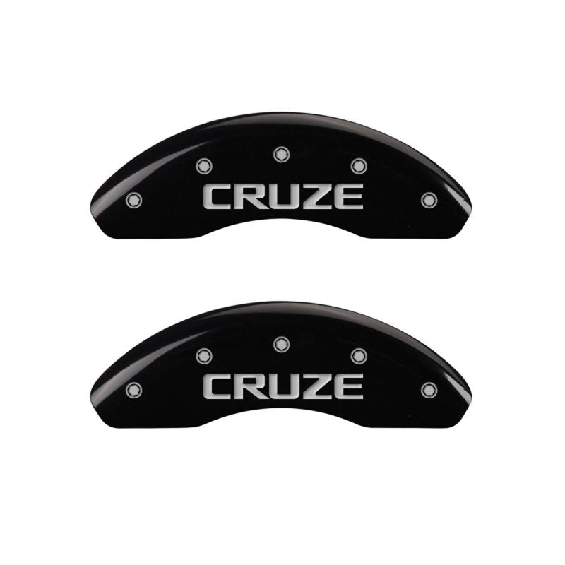 MGP 4 Caliper Covers Engraved Front & Rear Cruze Black Finish Silver Char 2017 Chevrolet Cruze MGP