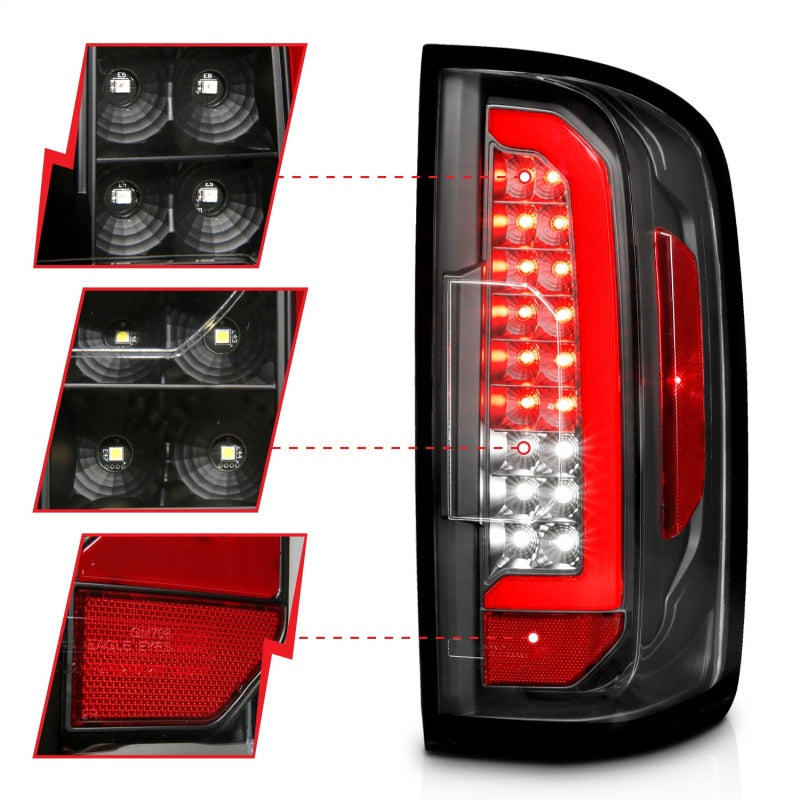 ANZO 15-21 Chevrolet Colorado Full LED Tail Lights w/ Red Lightbar Black Housing Clear Lens - eliteracefab.com