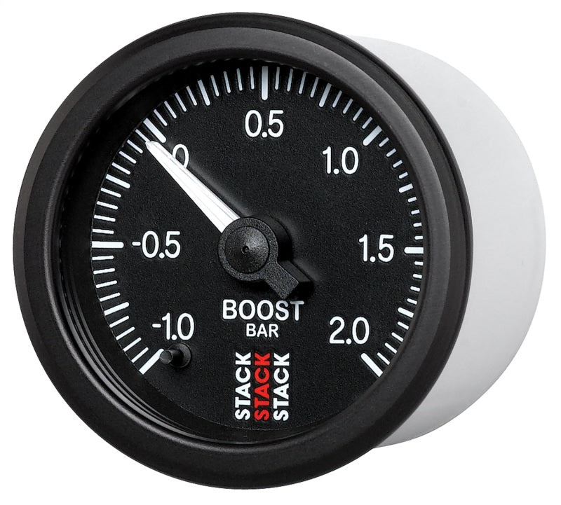 Autometer Stack 52mm -1 to +2 Bar (Incl T-Fitting) Pro Stepper Motor Boost Pressure Gauge - Black ST3311
