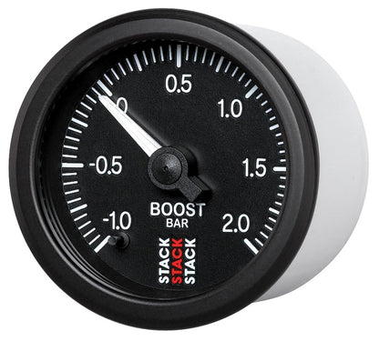 Autometer Stack 52mm -1 to +2 Bar (Incl T-Fitting) Pro Stepper Motor Boost Pressure Gauge - Black ST3311
