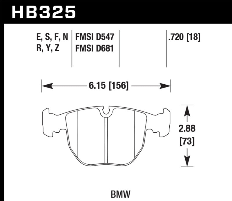 Hawk 04-06 BMW X5 3.0i/4.4i HPS 5.0 Street Front Brake Pads - eliteracefab.com