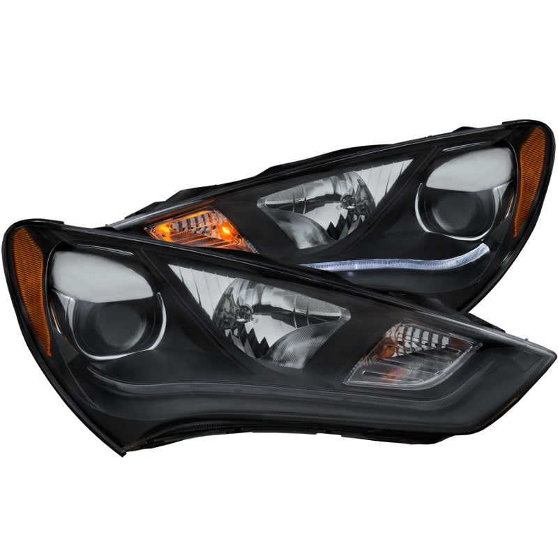 ANZO 2013-2015 Hyundai Genesis Projector Headlights w/ Plank Style Design Black (HID Compatible) - eliteracefab.com