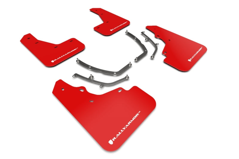 Rally Armor 2019+ Mazda3 GT Sport Hatch UR Red Mud Flap w/ White Logo - eliteracefab.com