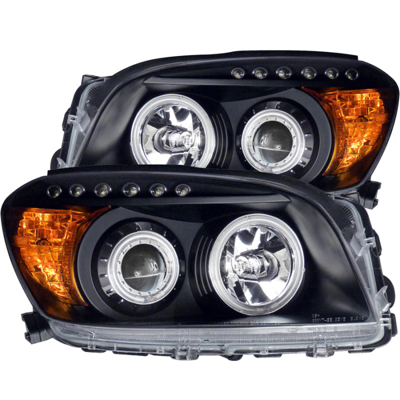 ANZO USA Toyota Rav4 Projector Headlights W/ Halo Black; 2006-2008 - eliteracefab.com