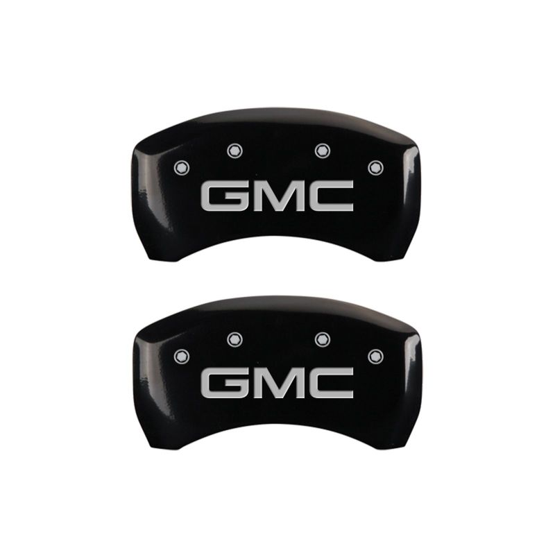 MGP 4 Caliper Covers Engraved Front & Rear GMC Black Finish Silver Char 2019 GMC Arcadia MGP