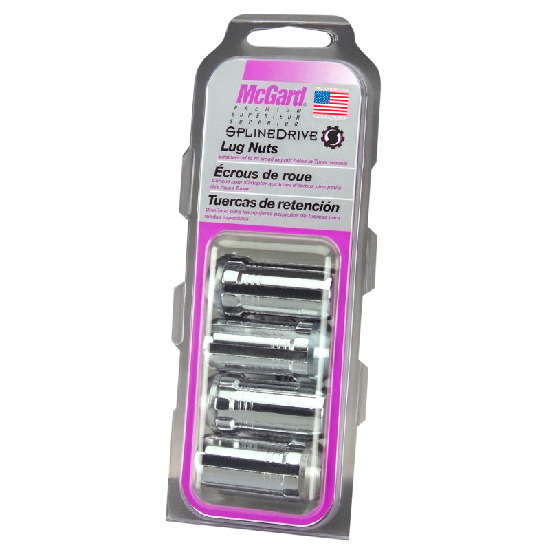 McGard SplineDrive Lug Nut (Cone Seat) M14X1.5 / 1.648in. Length (4-Pack) - Chrome (Req. Tool) - eliteracefab.com