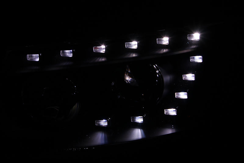 ANZO 2007-2007 Hyundai Santa Fe Projector Headlights w/ LED Black - eliteracefab.com