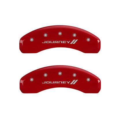 MGP 4 Caliper Covers Engraved Front & Rear With stripes/Journey Red finish silver ch MGP