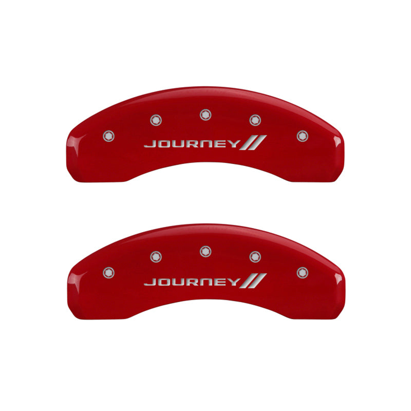 MGP 4 Caliper Covers Engraved Front & Rear With stripes/Journey Red finish silver ch MGP