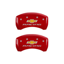 Load image into Gallery viewer, MGP 4 Caliper Covers Engraved Front &amp; Rear Chevy racing Red finish silver ch MGP