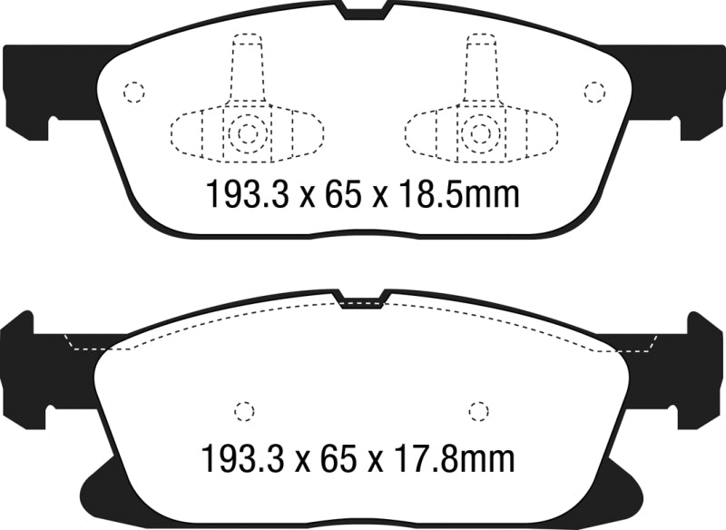 EBC 15+ Ford Edge 2.0 Turbo FWD Redstuff Front Brake Pads - eliteracefab.com