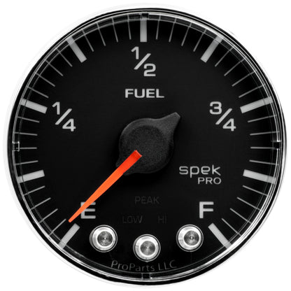 Autometer Spek-Pro Gauge Fuel Level 2 1/16in 0-270 Programmable Blk/Chrm P312318