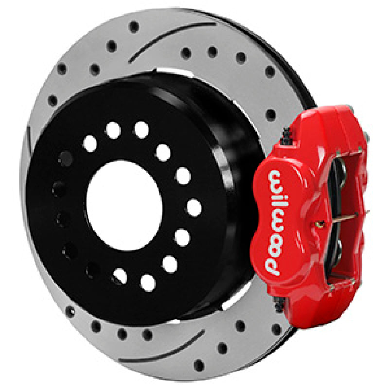 Wilwood Chevrolet 7-5/8in Rear Axle Dynalite Disc Brake Kit 12.19in Drill/Slot Rotor Red Caliper Wilwood