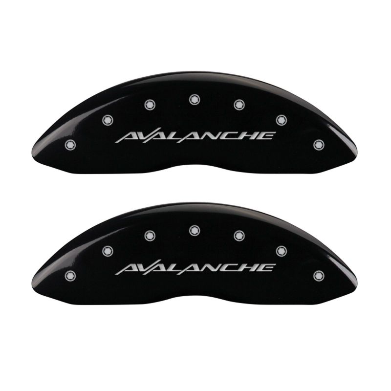 MGP 4 Caliper Covers Engraved Front & Rear Avalanche Black finish silver ch MGP