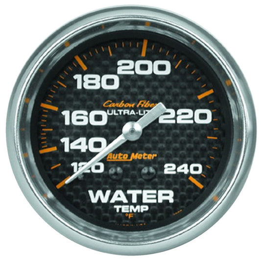 Autometer Carbon Fiber 2-5/8in 120-240 Deg F Mechanical Water Temp Gauge 4832