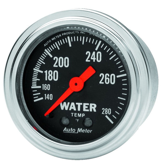Autometer Traditional Chrome Mechanical Water Temperature 2 1/16in 140-280 F Gauge 2431