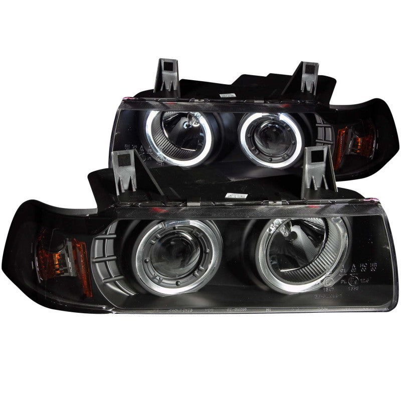 ANZO USA Bmw 3 Series E36 4dr Projector Headlights W/ Halo Black G2 1 Pc; 1992-1998 - eliteracefab.com