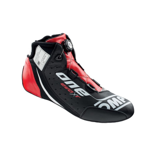 OMP One Evo X R Auto Racing Shoes - Black/Silver/Red - EU 41/US 8 - FIA 8856-2018
