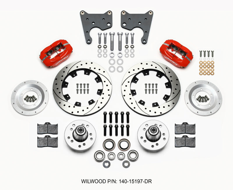 Wilwood Forged Dynalite Front Kit 12.19in Drill Red 65-72 CDP C Body -Drum Wilwood