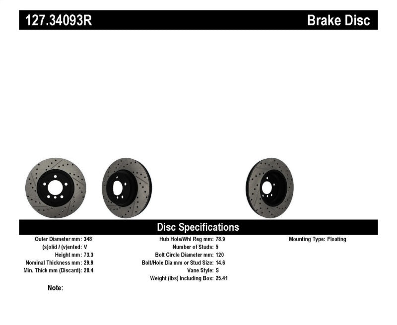 StopTech 07-09 BMW 335 (E90/E92/E93) Slotted & Drilled Right Front Rotor - eliteracefab.com