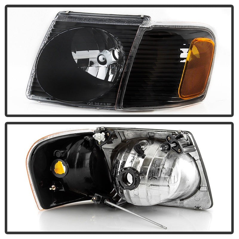 xTune 01-03 Ford Explorer Sport 4pc OEM Style Headlights w/Corner - Black (HD-JH-FEXP01-ST-BK) - eliteracefab.com