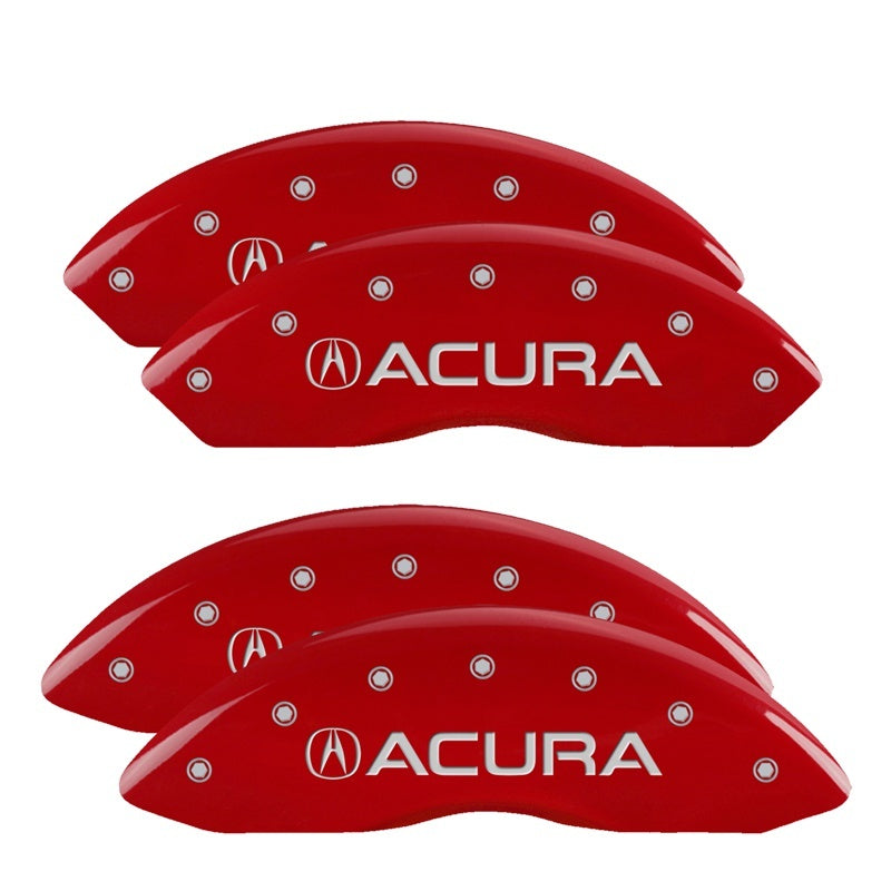 MGP 4 Caliper Covers Engraved Front & Rear Acura Red finish silver ch MGP