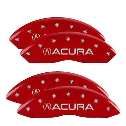 MGP 4 Caliper Covers Engraved Front & Rear Acura Red finish silver ch MGP